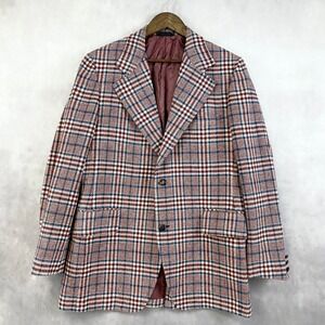 Vintage 70s Cricketeer Men Plaid Sport Coat Academia Check Tweed Classic Hipster